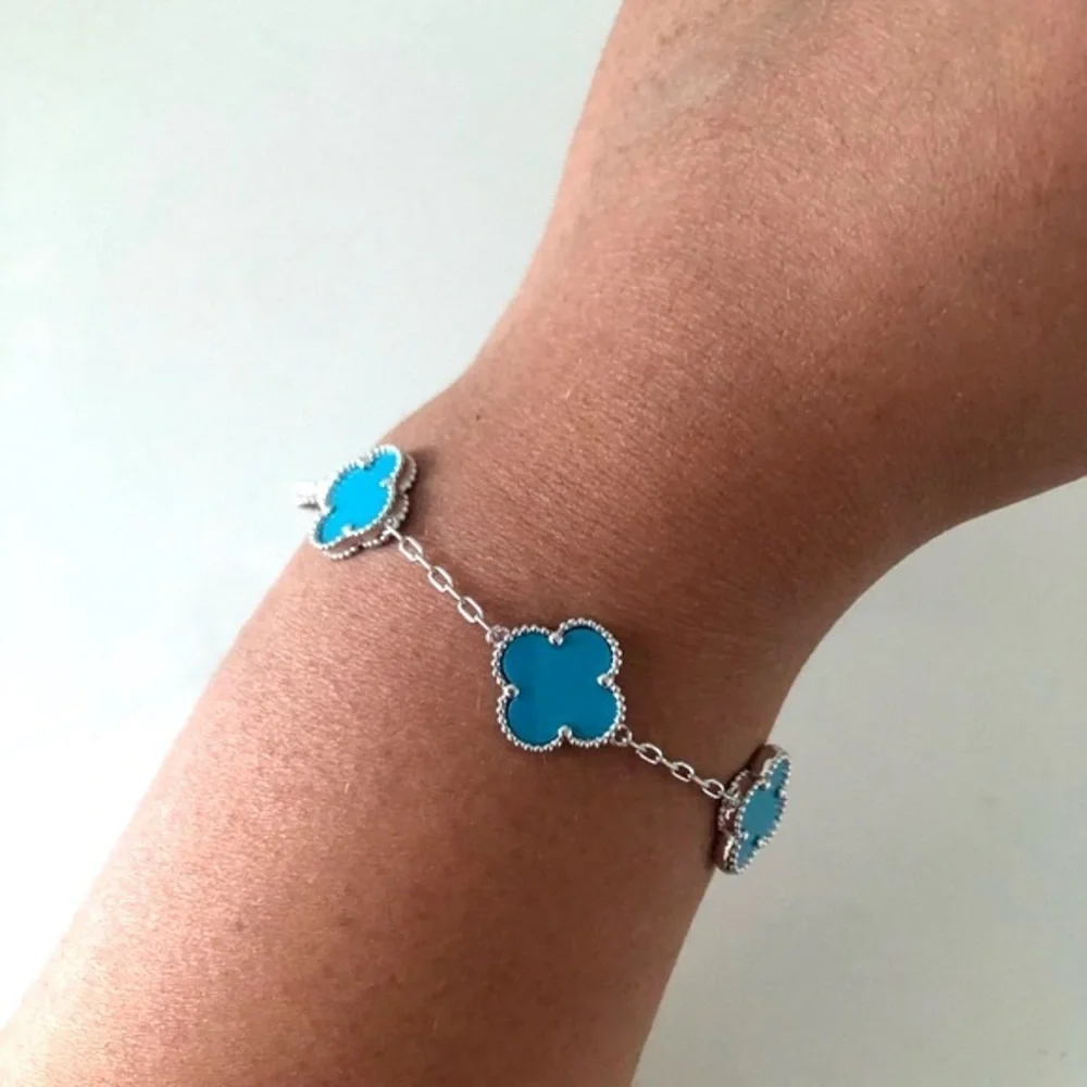 Turquoise Quatrefoil Clover 5 motifs Bracelet